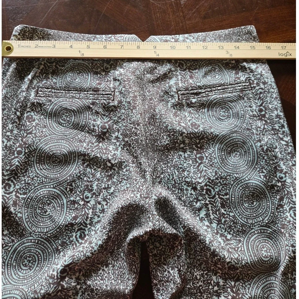 Tory Burch Brown Blue Medallion Print Ankle Pants Size 4‎ Cropped Trousers